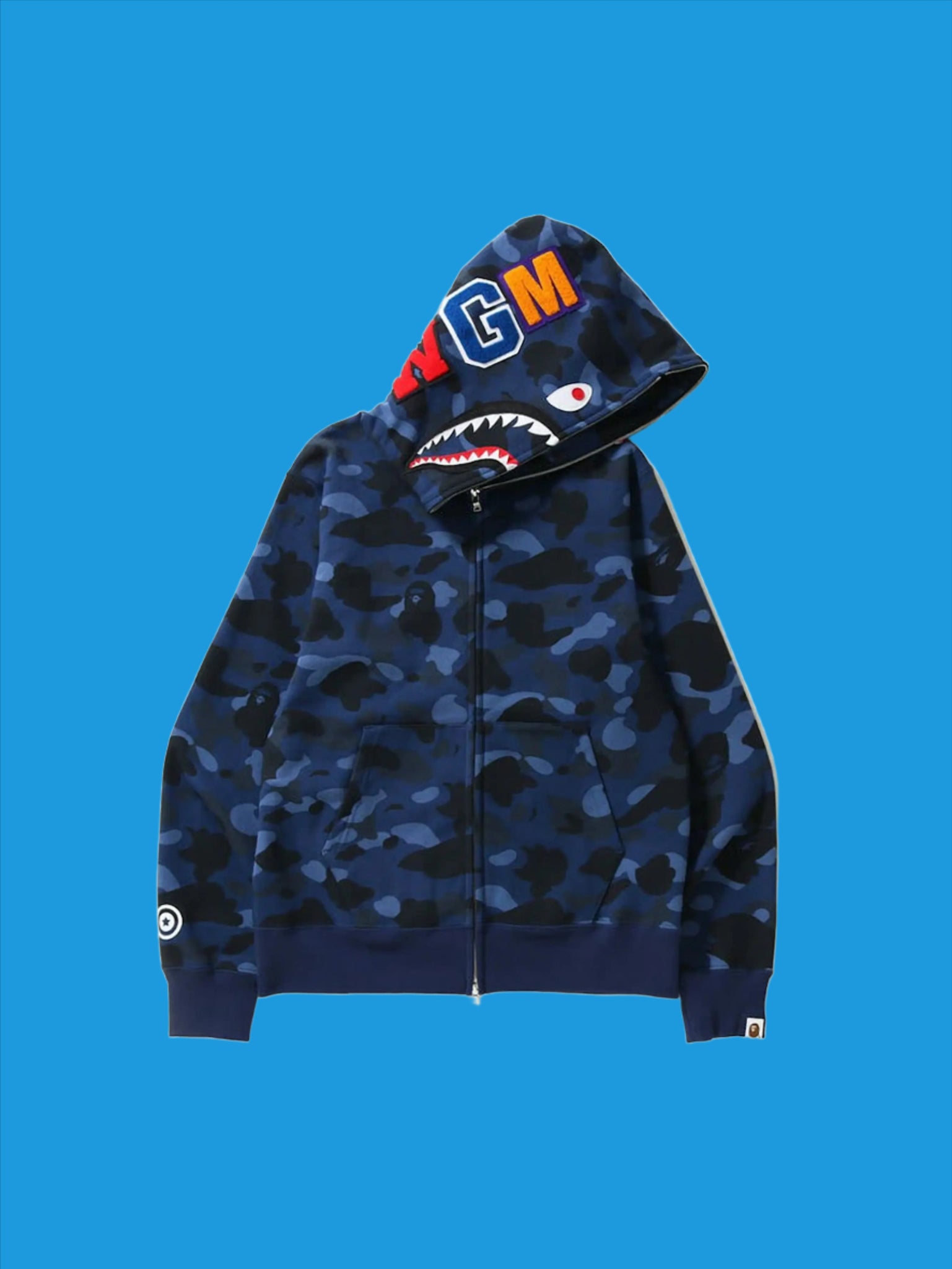 A Bathing Ape Color Camo Shark Full Zip Hoodie (SS23) Navy in Auckland, New Zealand - Shop name
