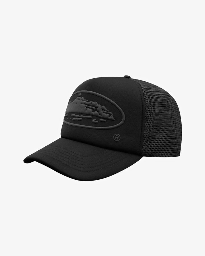 Corteiz Alcatraz Premium Puff Print Trucker Hat Black/Black in Auckland, New Zealand - Shop name