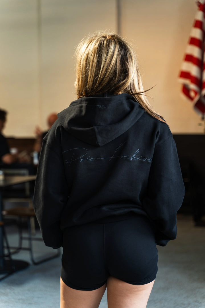 Prior Black Collection Embroidery Logo Oversized Hoodie Onyx in Auckland, New Zealand - Shop name