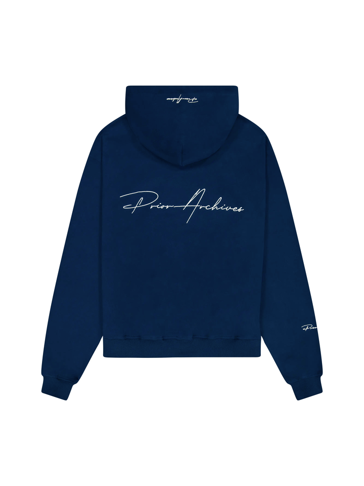 Prior Embroidery Logo Oversized Hoodie Midnight Navy - Prior