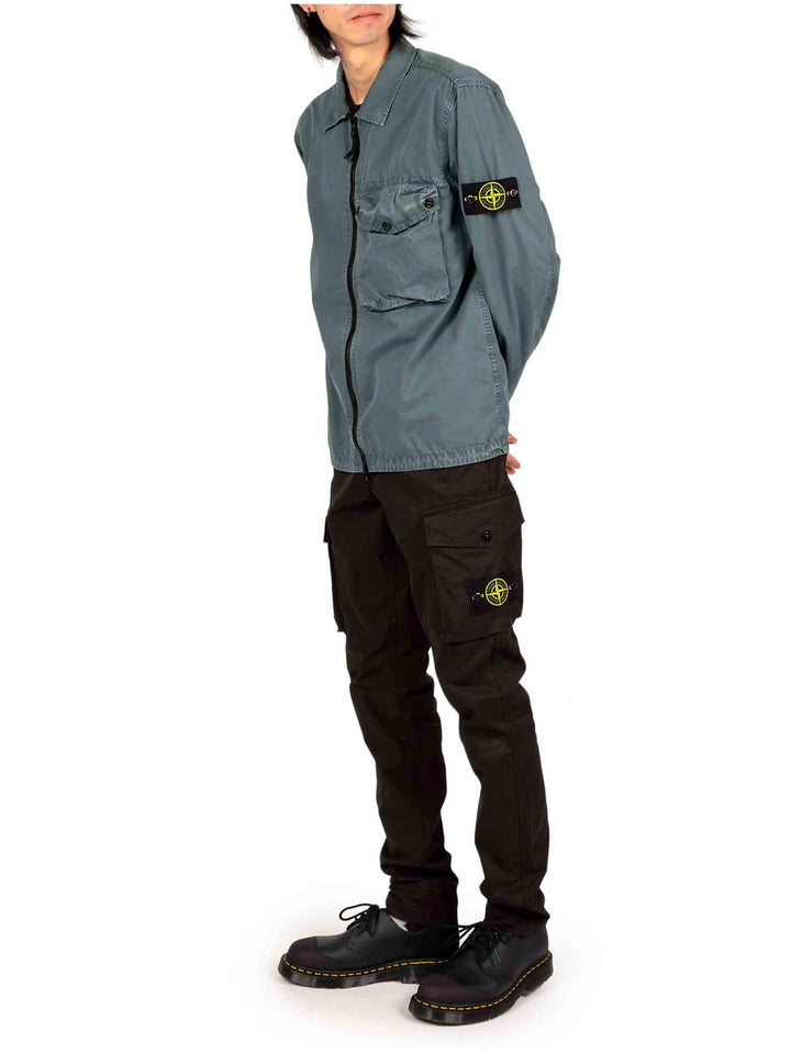 Stone Island Garment Dyed Stretch Cotton Twill Cargo Pants Black Prior