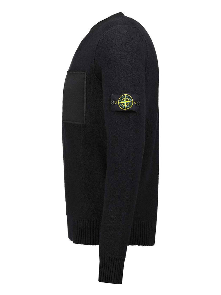 Stone Island Cotton Blend Knit Sweater Black Prior