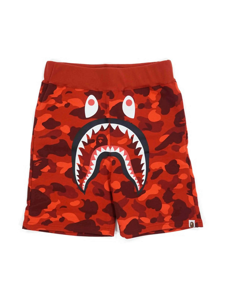 A Bathing Ape Colour Camo Shark Sweat Shorts Red (FLAWED)