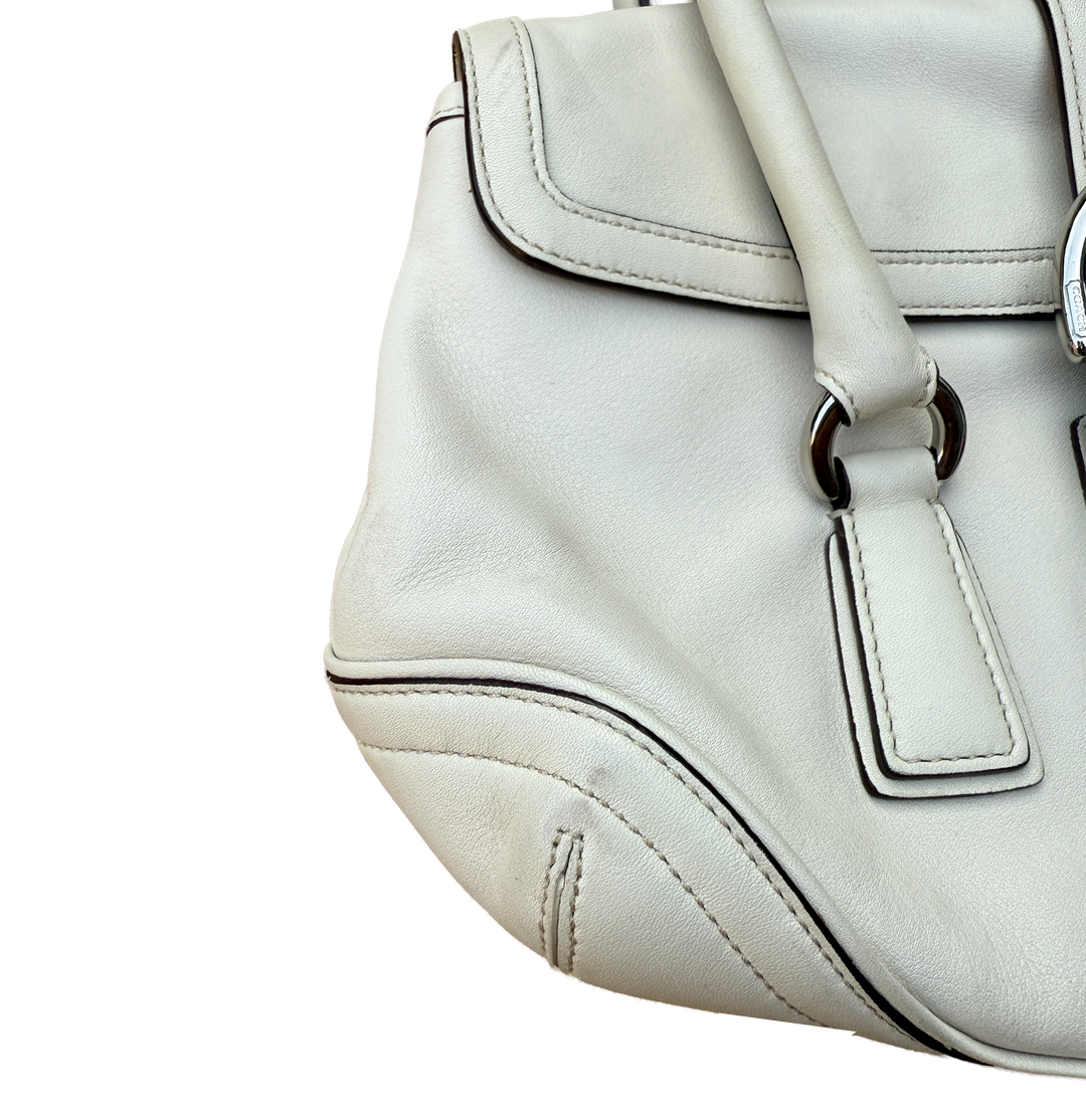 Coach Soft White Leather Satchel Nickel Hardware