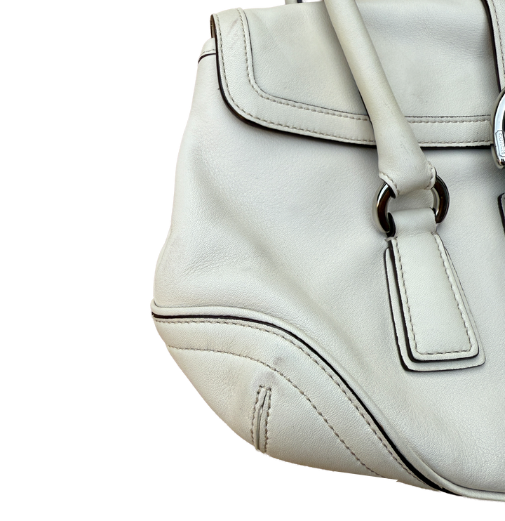 Coach Soft White Leather Satchel Nickel Hardware