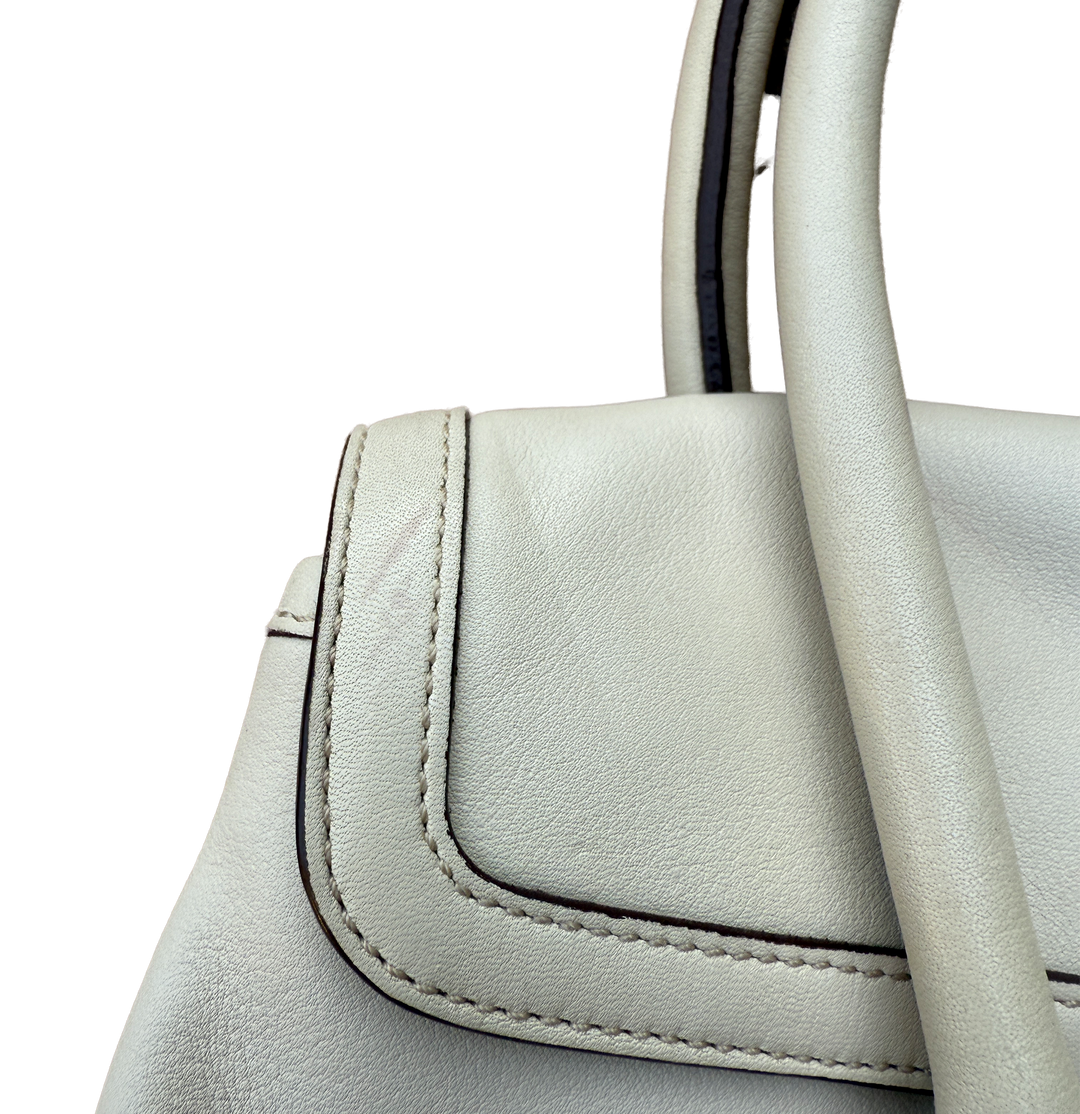 Coach Soft White Leather Satchel Nickel Hardware