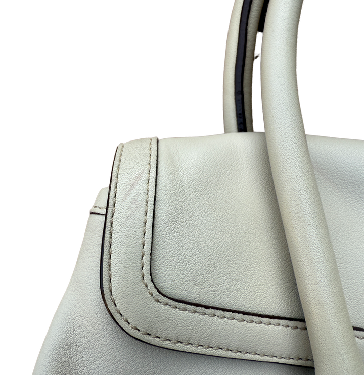 Coach Soft White Leather Satchel Nickel Hardware