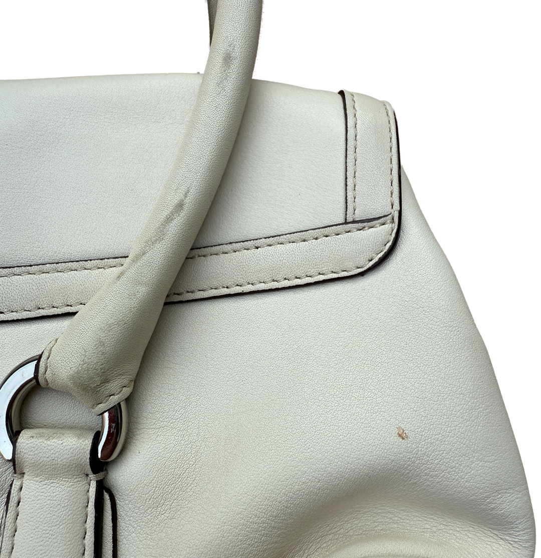 Coach Soft White Leather Satchel Nickel Hardware