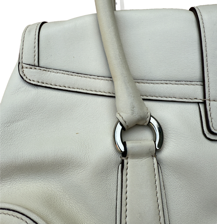 Coach Soft White Leather Satchel Nickel Hardware
