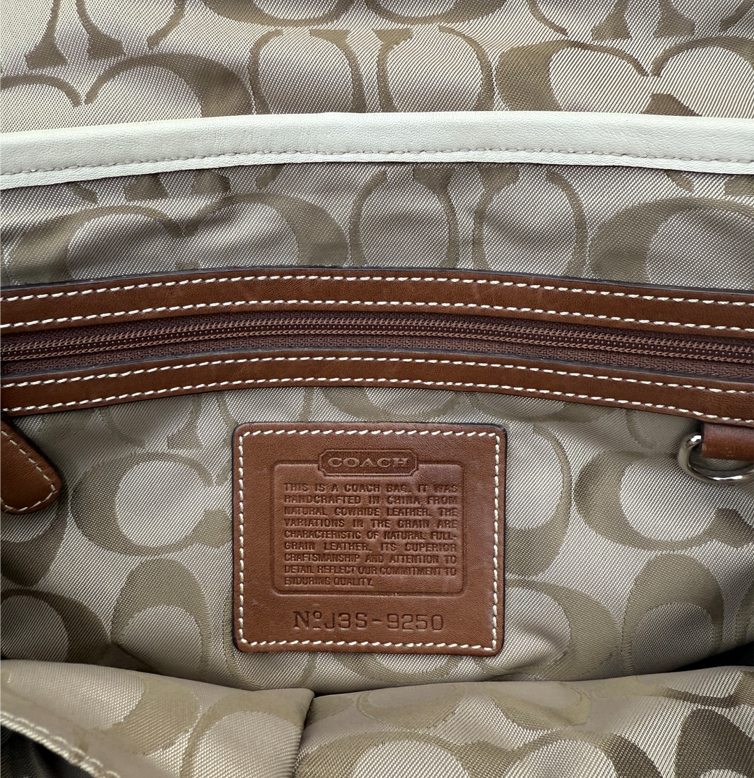 Coach Soft White Leather Satchel Nickel Hardware