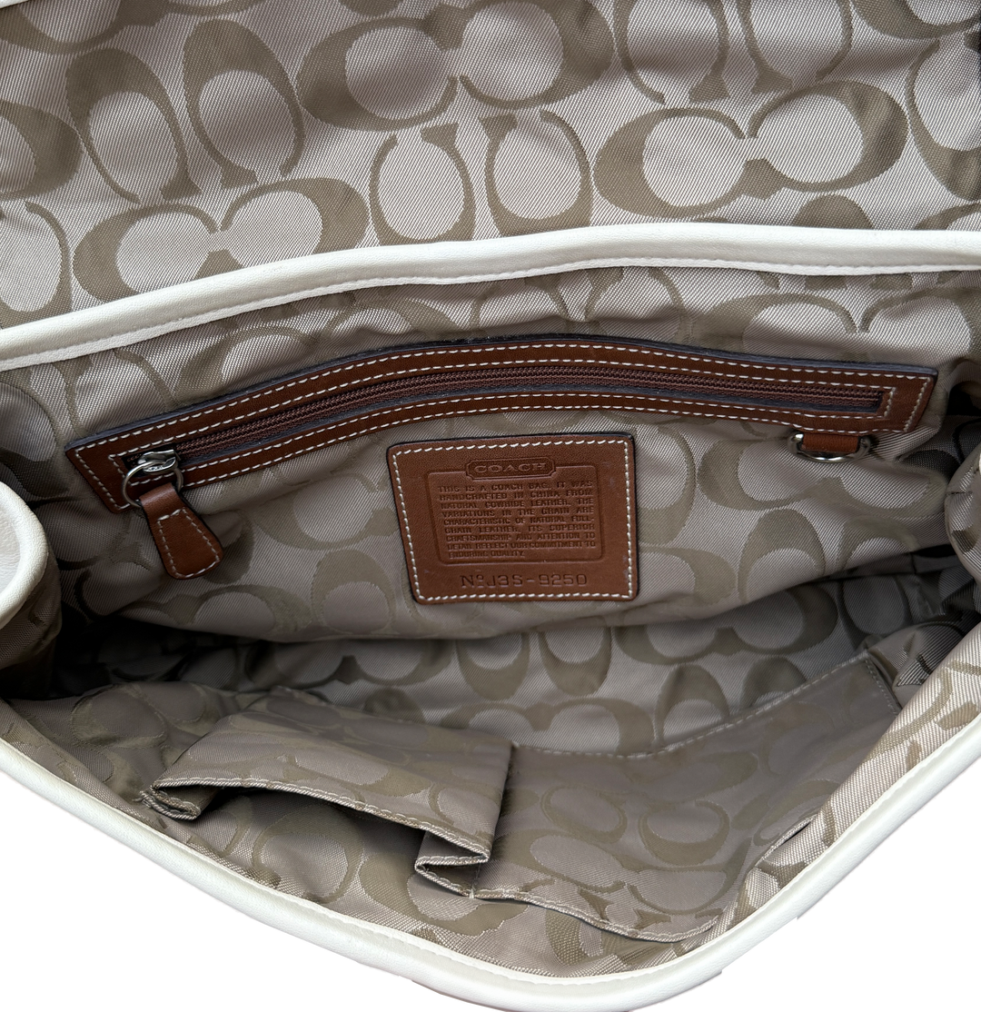 Coach Soft White Leather Satchel Nickel Hardware