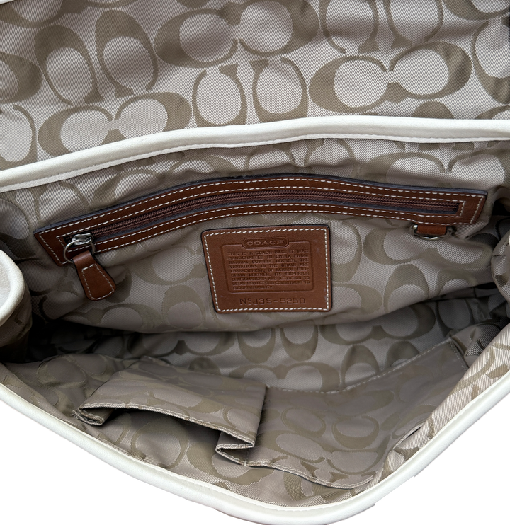 Coach Soft White Leather Satchel Nickel Hardware