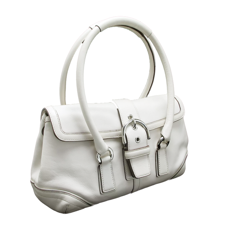 Coach Soft White Leather Satchel Nickel Hardware
