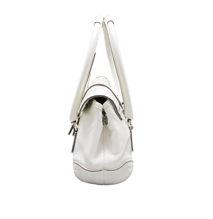 Coach Soft White Leather Satchel Nickel Hardware