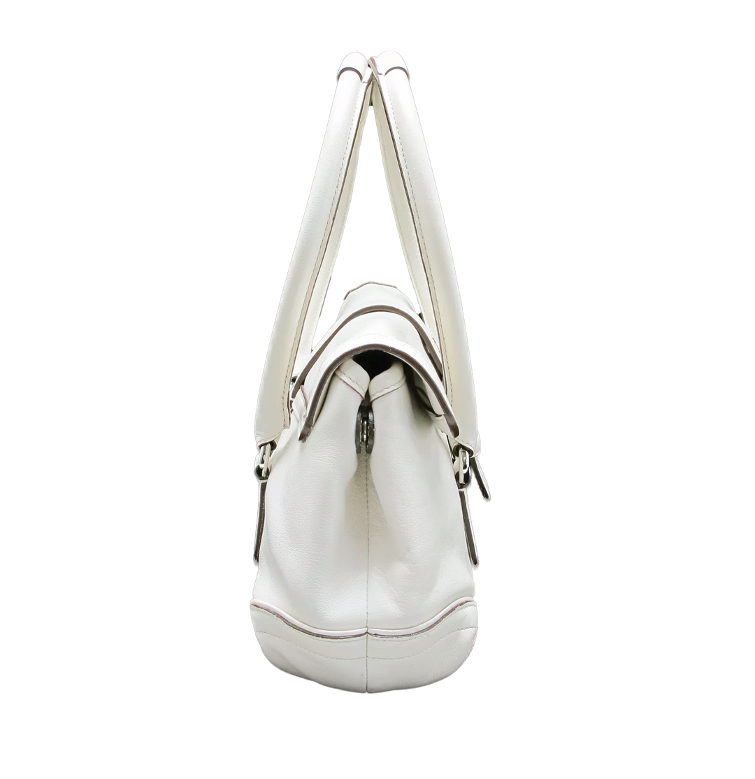 Coach Soft White Leather Satchel Nickel Hardware