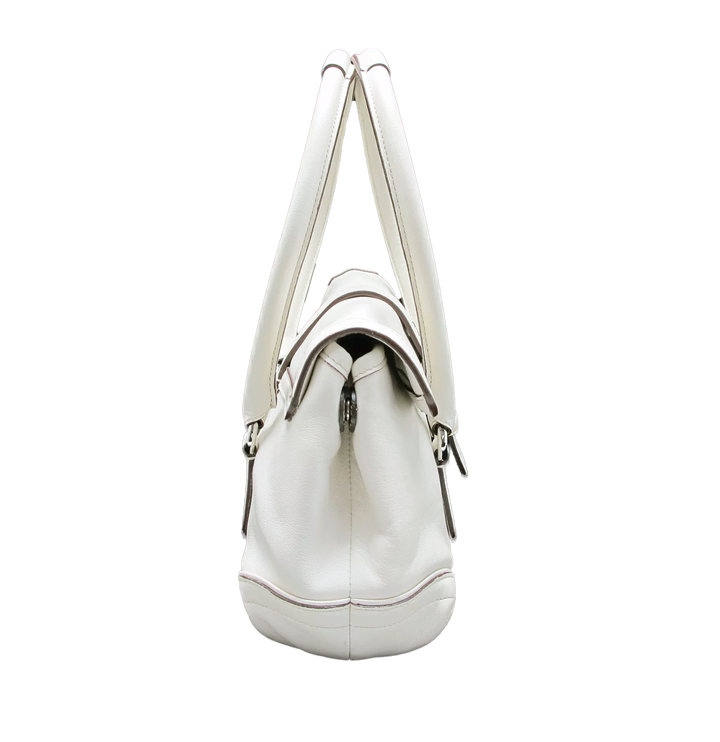 Coach Soft White Leather Satchel Nickel Hardware