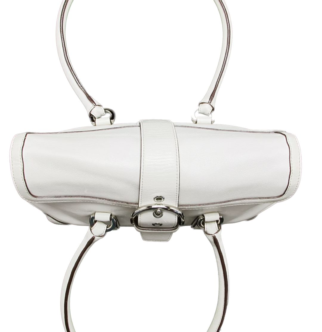Coach Soft White Leather Satchel Nickel Hardware