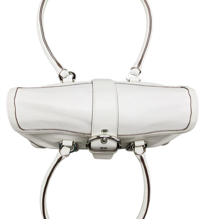 Coach Soft White Leather Satchel Nickel Hardware