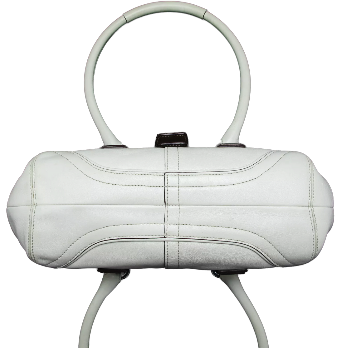 Coach Soft White Leather Satchel Nickel Hardware