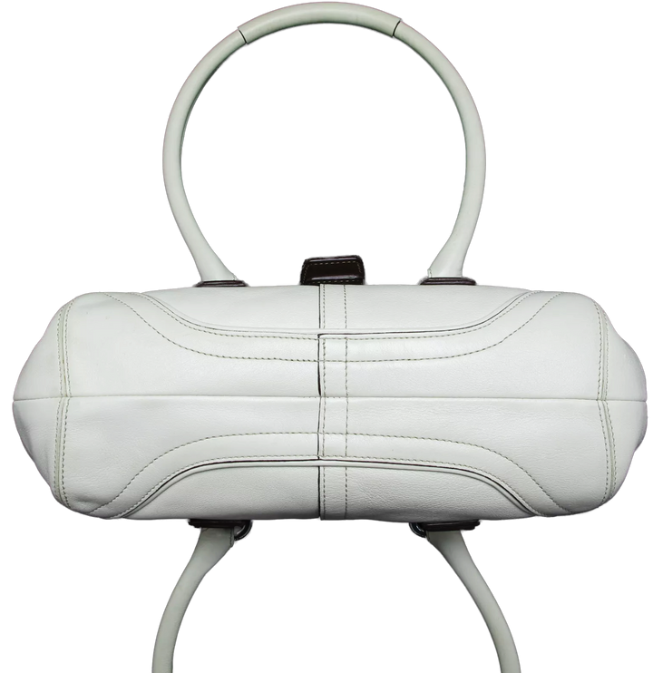 Coach Soft White Leather Satchel Nickel Hardware