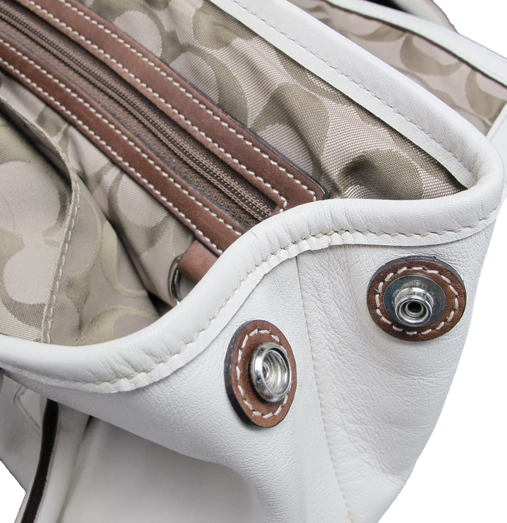 Coach Soft White Leather Satchel Nickel Hardware