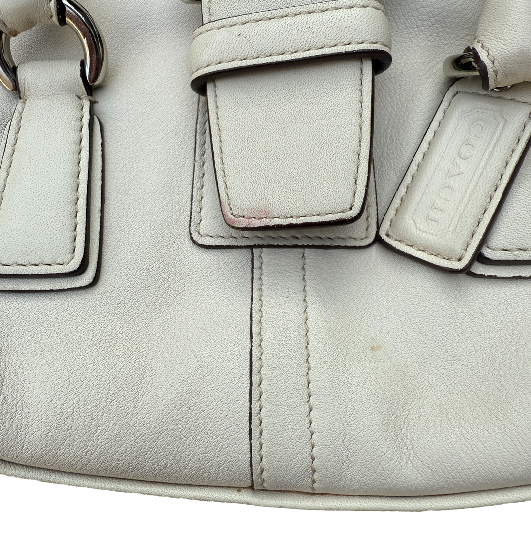 Coach Soft White Leather Satchel Nickel Hardware