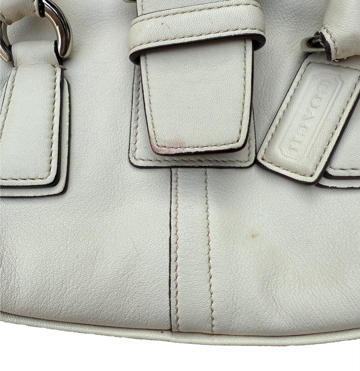 Coach Soft White Leather Satchel Nickel Hardware
