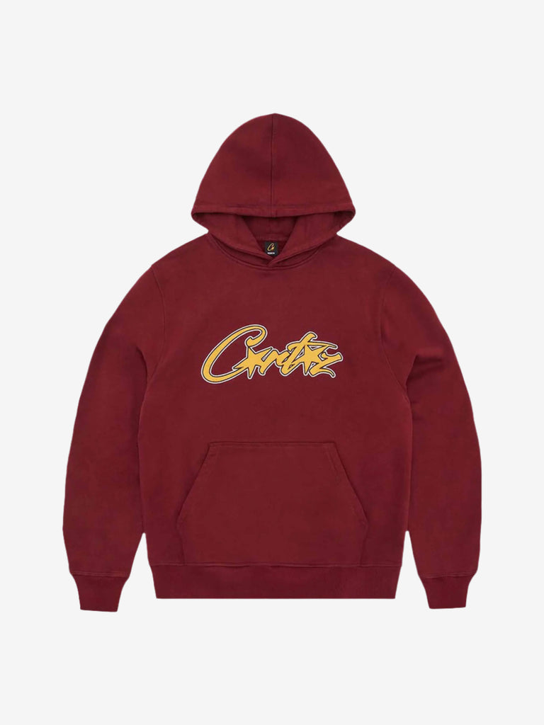 Corteiz Satin Applique Allstarz Hoodie Maroon - Prior | Auckland, New