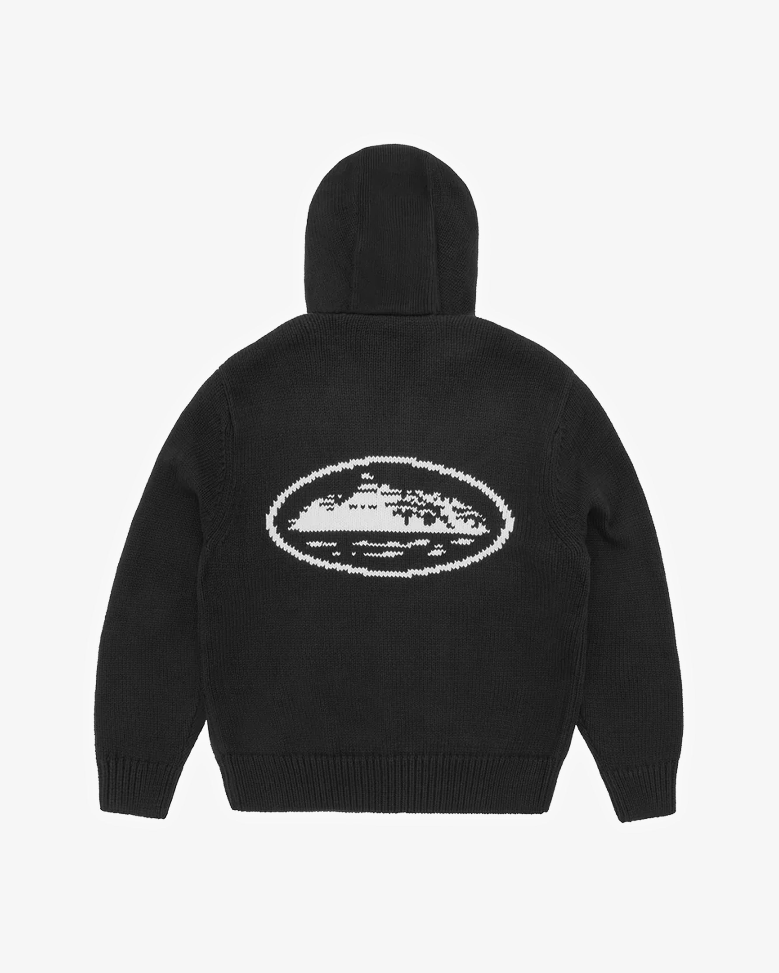 Corteiz Alcatraz Heavy Knit Zip-Up Hoodie Black
