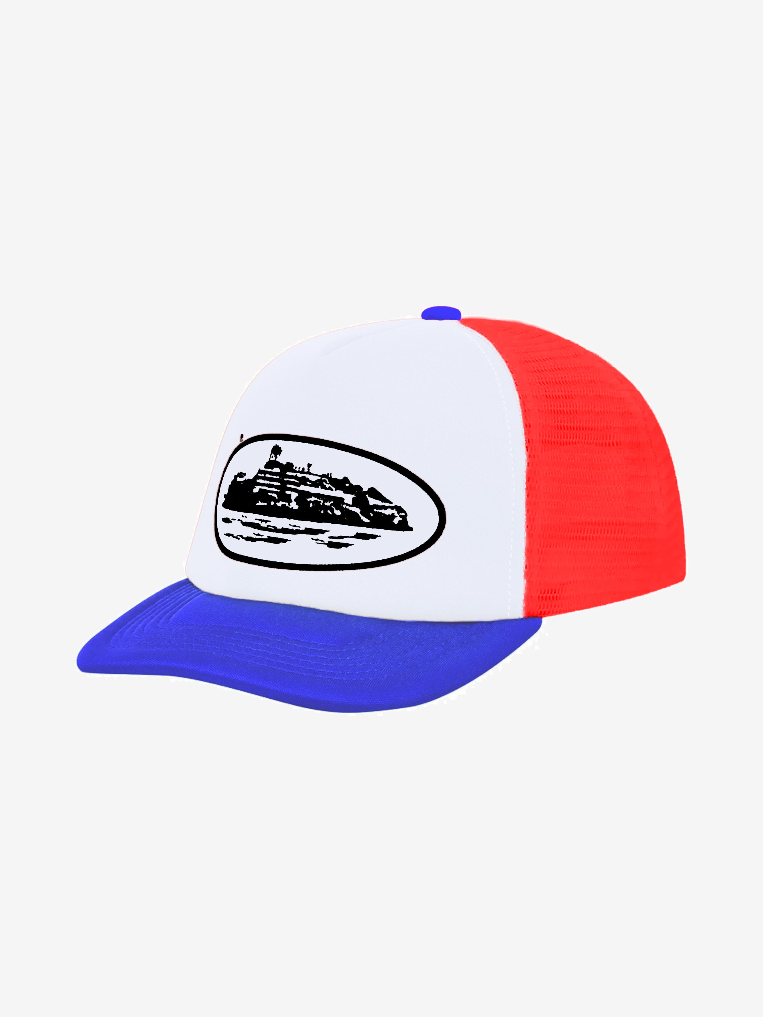 Corteiz Alcatraz Trucker Hat White/Blue