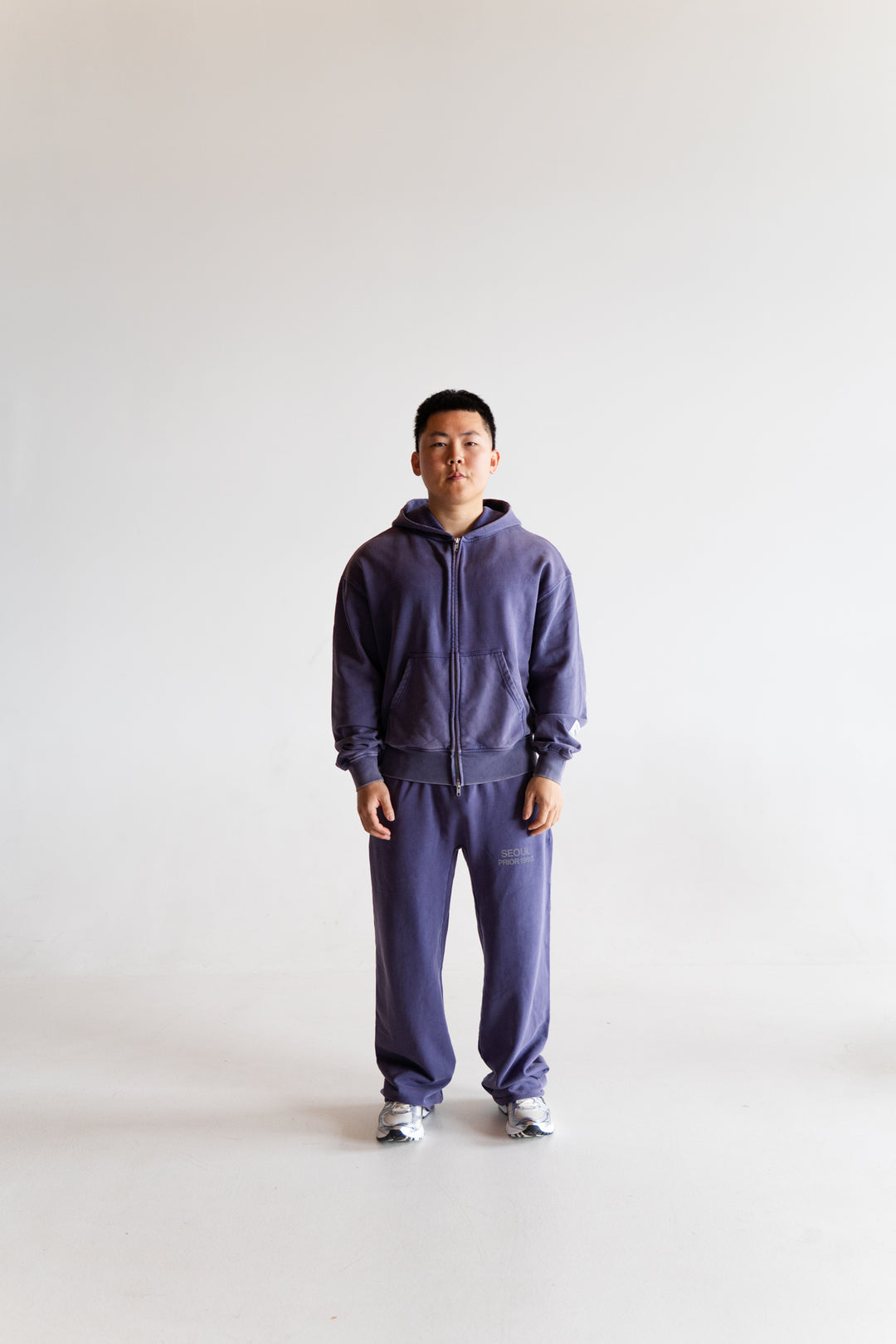 Prior Seoul Collection Double Zip-Up Hoodie Washed Navy