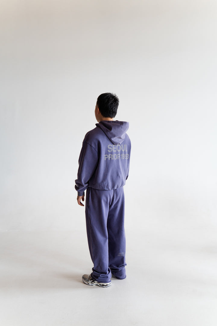 Prior Seoul Collection Double Zip-Up Hoodie Washed Navy