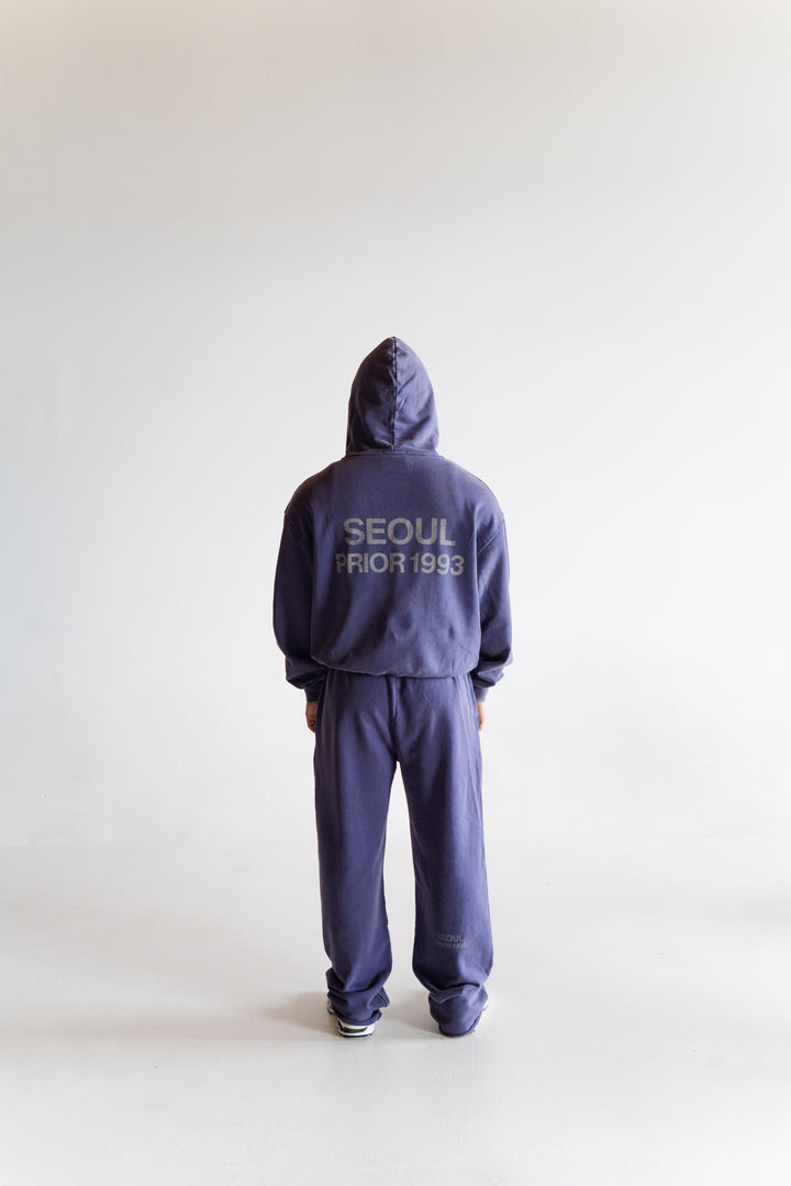 Prior Seoul Collection Double Zip-Up Hoodie Washed Navy