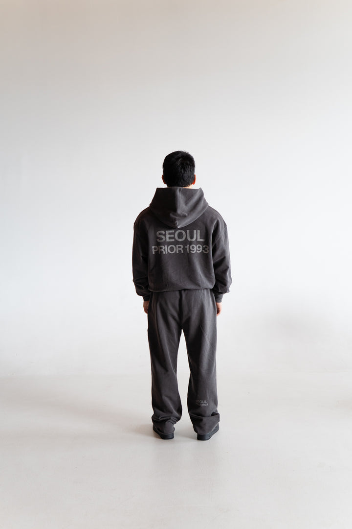 Prior Seoul Collection Raw Hem Relaxed Pants Washed Anthracite