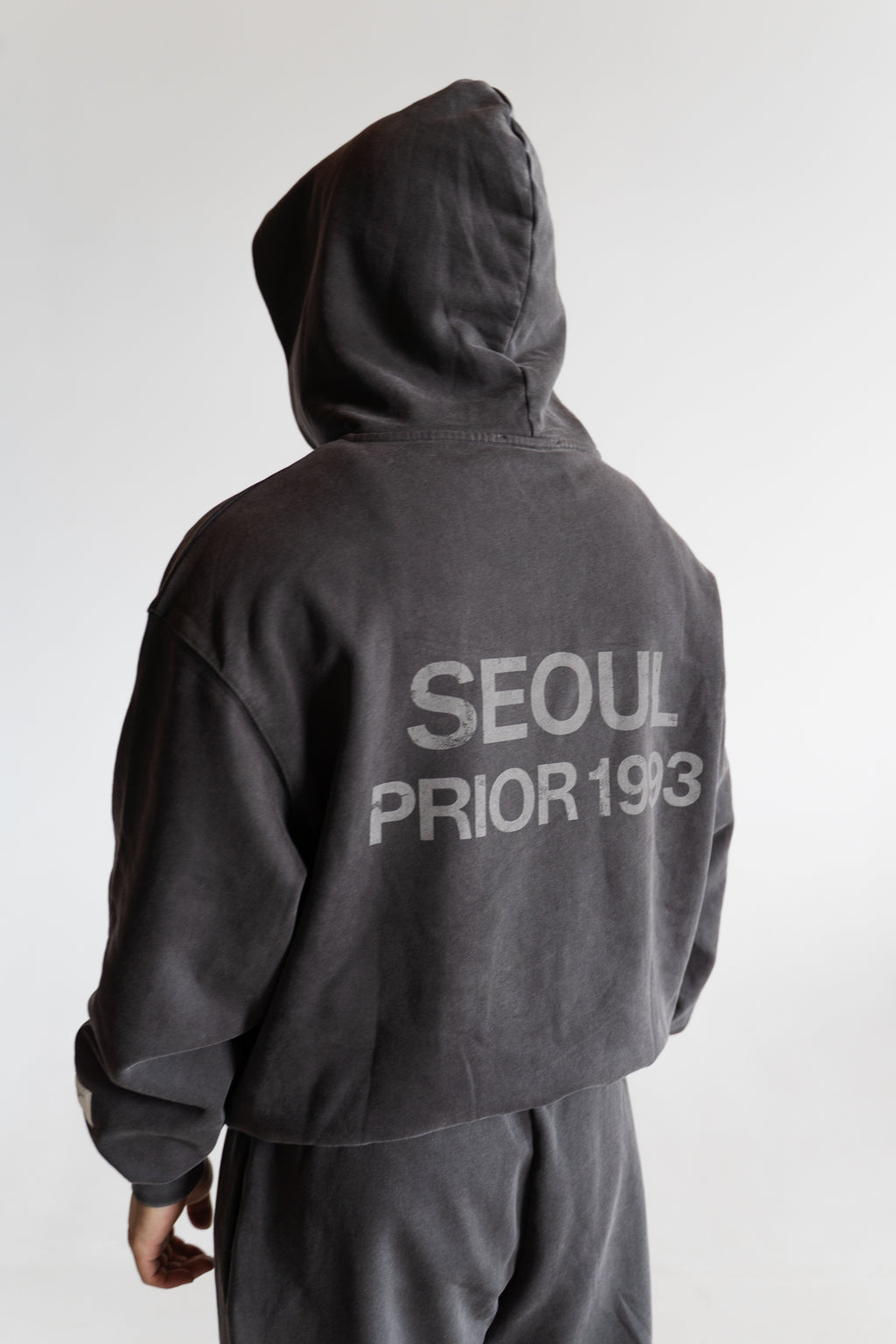 Prior Seoul Collection Double Zip-Up Hoodie Washed Anthracite