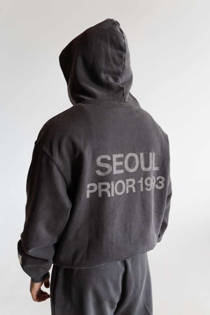 Prior Seoul Collection Double Zip-Up Hoodie Washed Anthracite