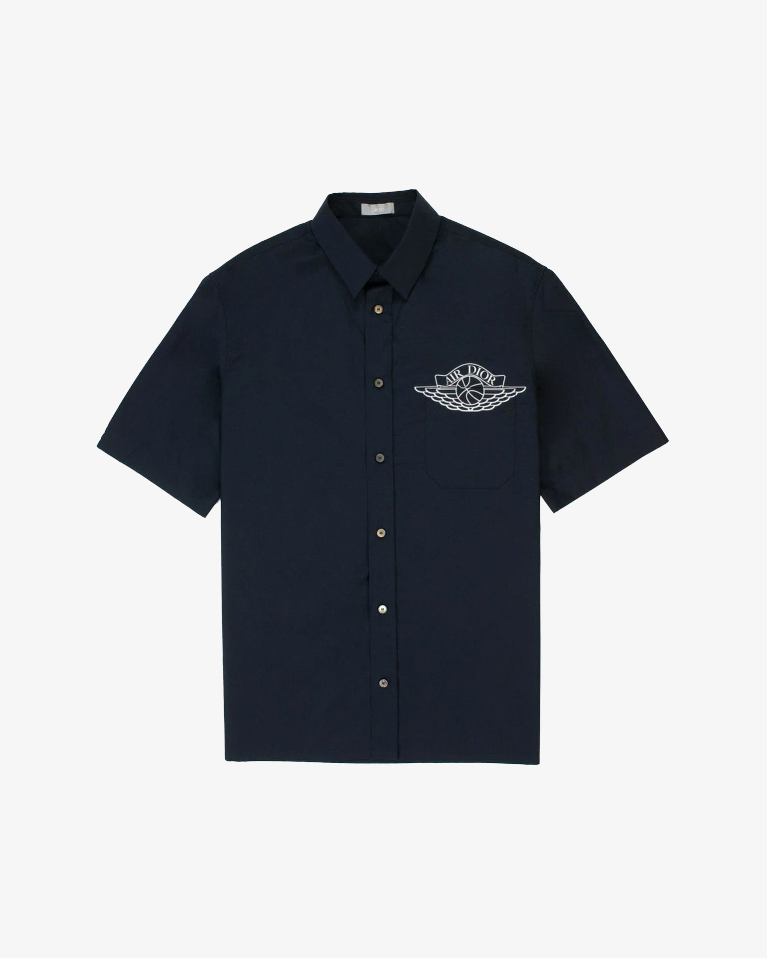 Dior Jordan Short Sleeve Button Up Shirt Navy