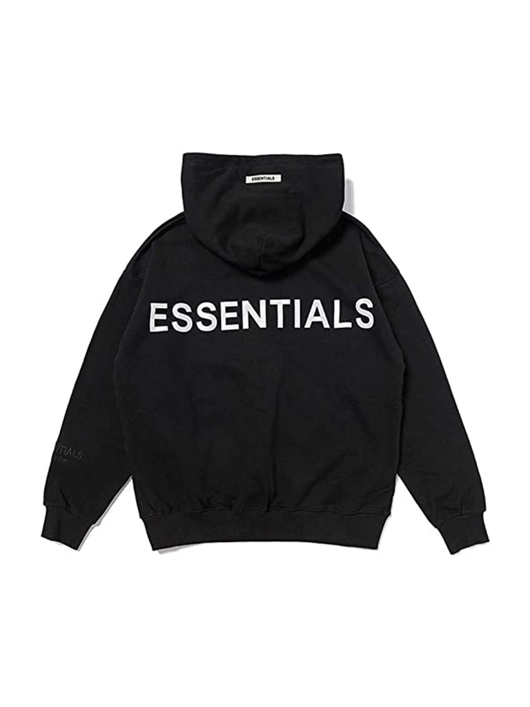 Fear Of God Essentials 3M Reflective Logo Pullover Hoodie Black