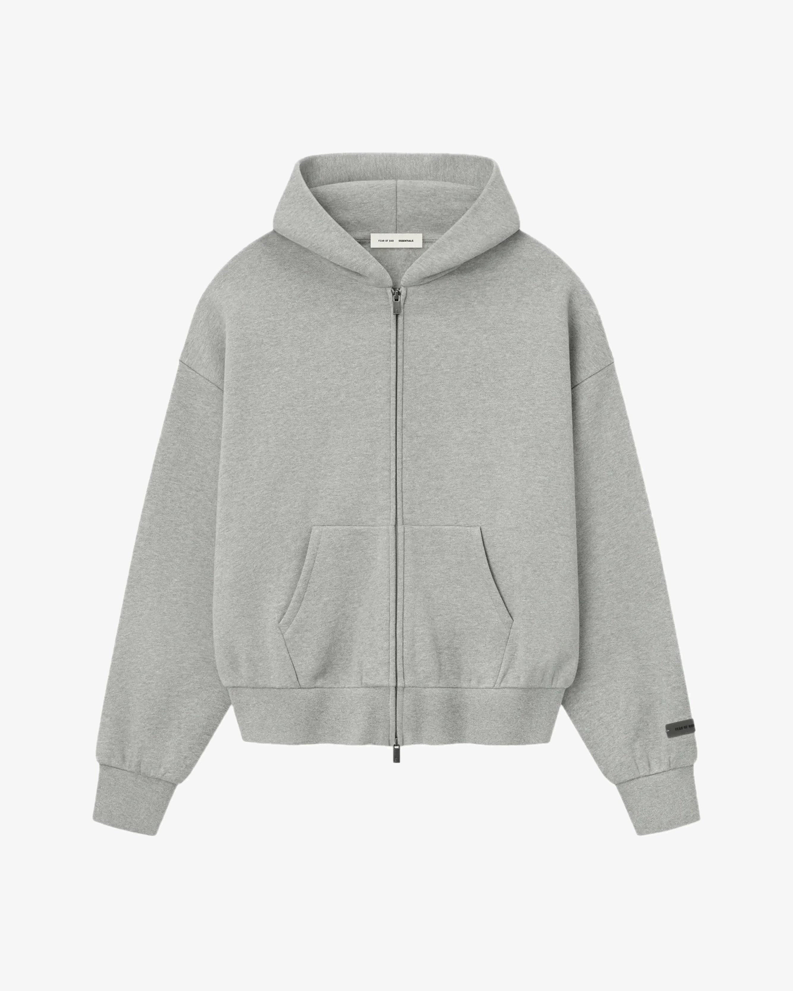 Fear of God Essentials Classic Full Zip-Up Hoodie Concrete Heather