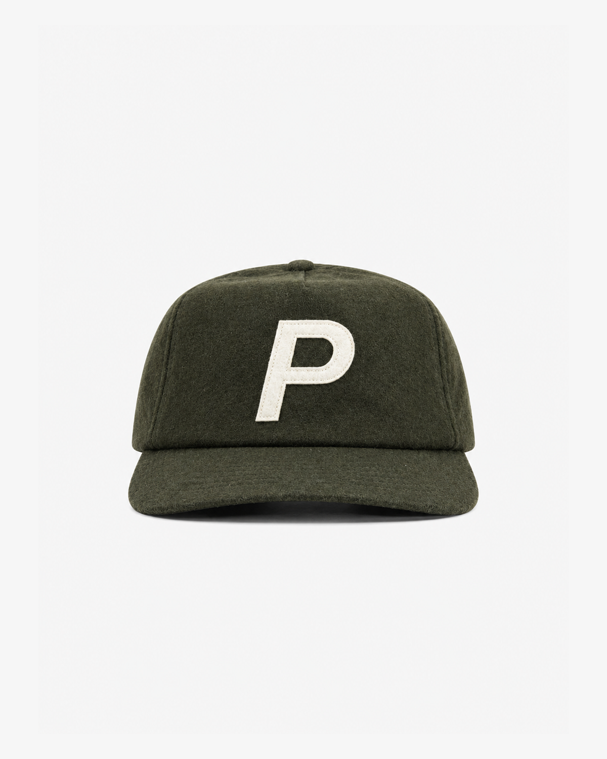 Felt Logo Wool 5 Panel Hat Olive
