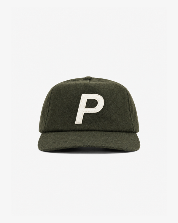 Felt Logo Wool 5 Panel Hat Olive