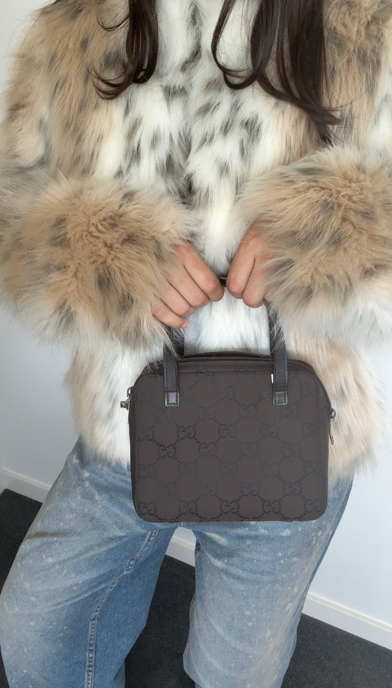 Gucci Brown Canvas 2 ways Small Square Bag