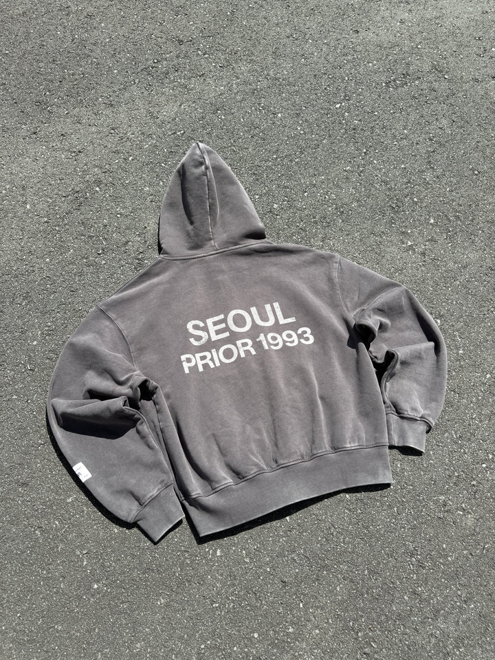 Prior Seoul Collection Double Zip-Up Hoodie Washed Anthracite