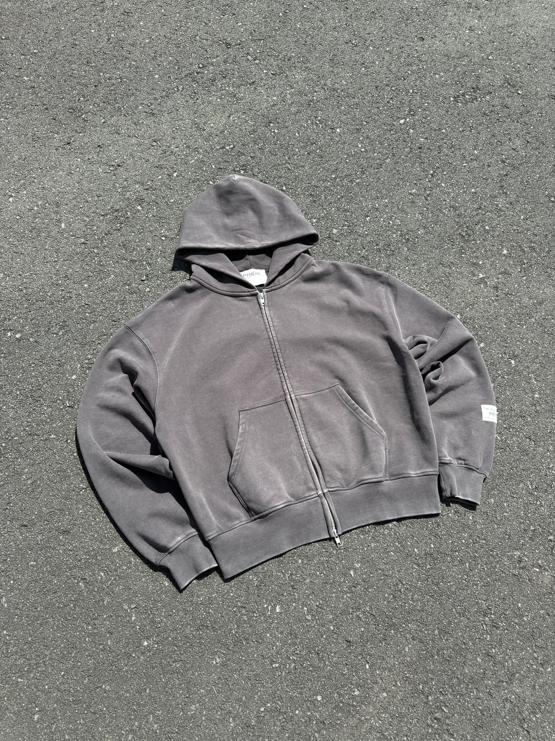 Prior Seoul Collection Double Zip-Up Hoodie Washed Anthracite