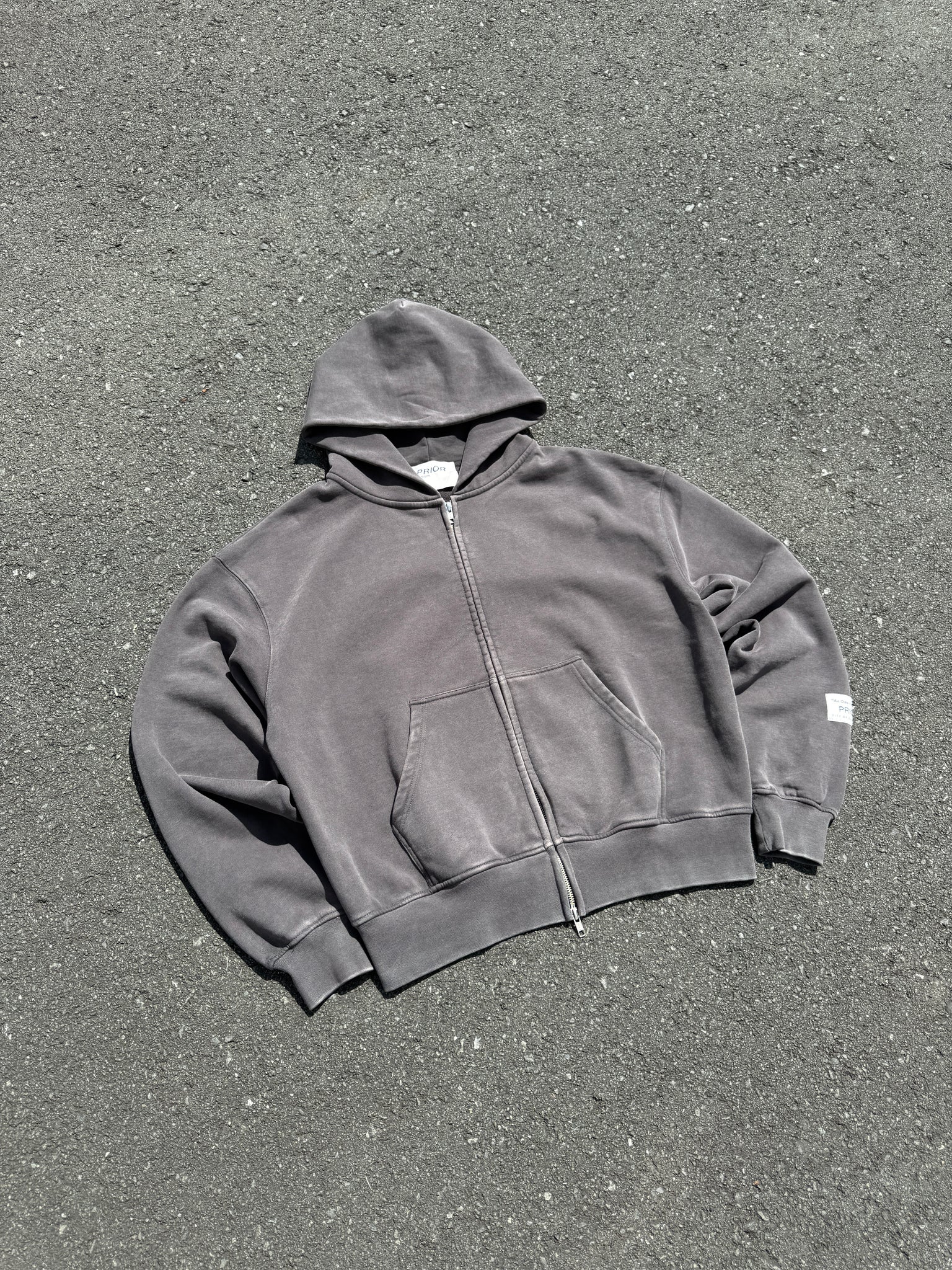 Prior Seoul Collection Double Zip-Up Hoodie Washed Anthracite