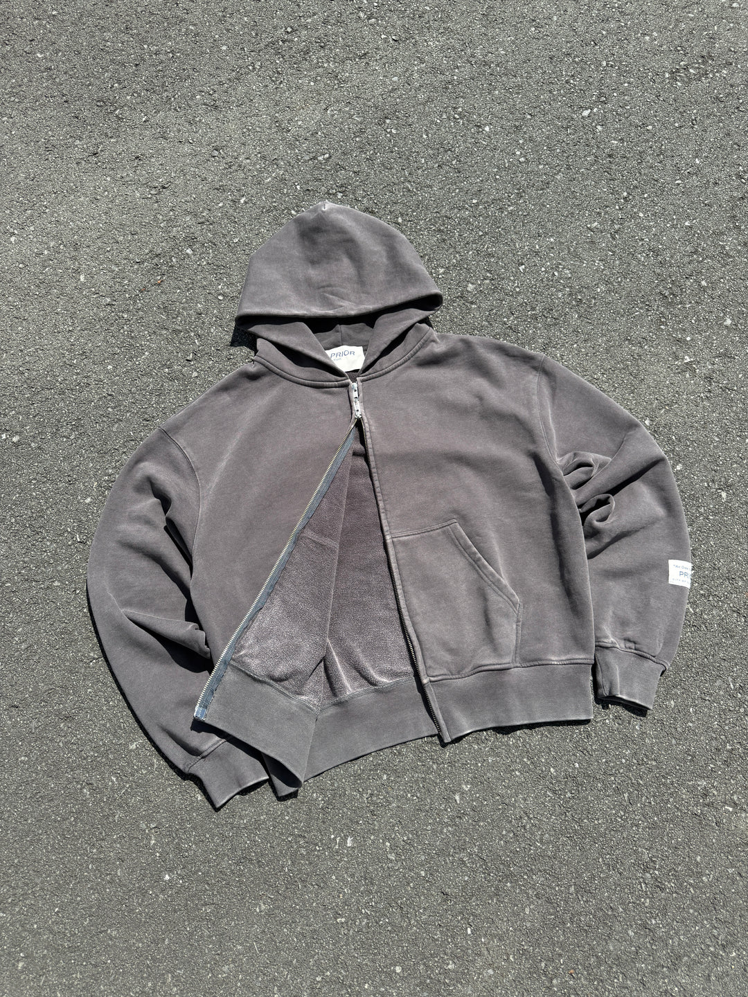 Prior Seoul Collection Double Zip-Up Hoodie Washed Anthracite