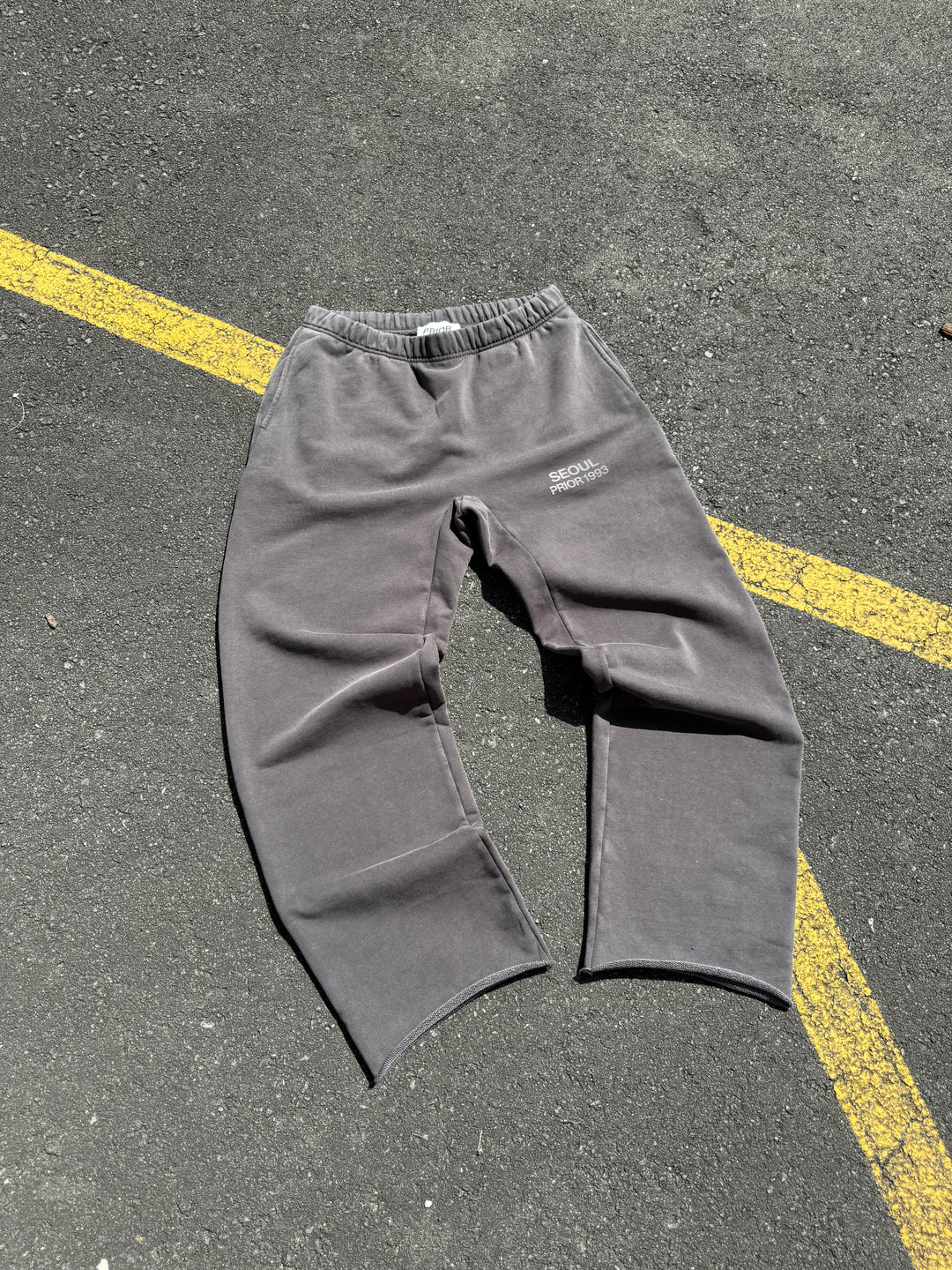 Prior Seoul Collection Raw Hem Relaxed Pants Washed Anthracite
