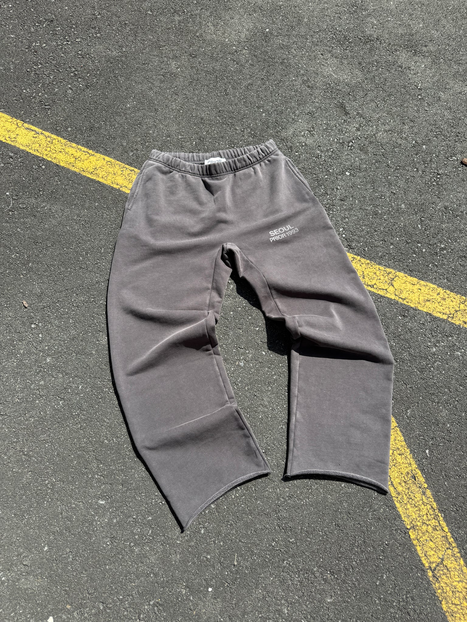 Prior Seoul Collection Raw Hem Relaxed Pants Washed Anthracite
