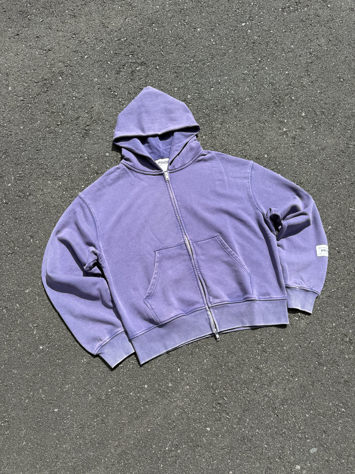 Prior Seoul Collection Double Zip-Up Hoodie Washed Navy