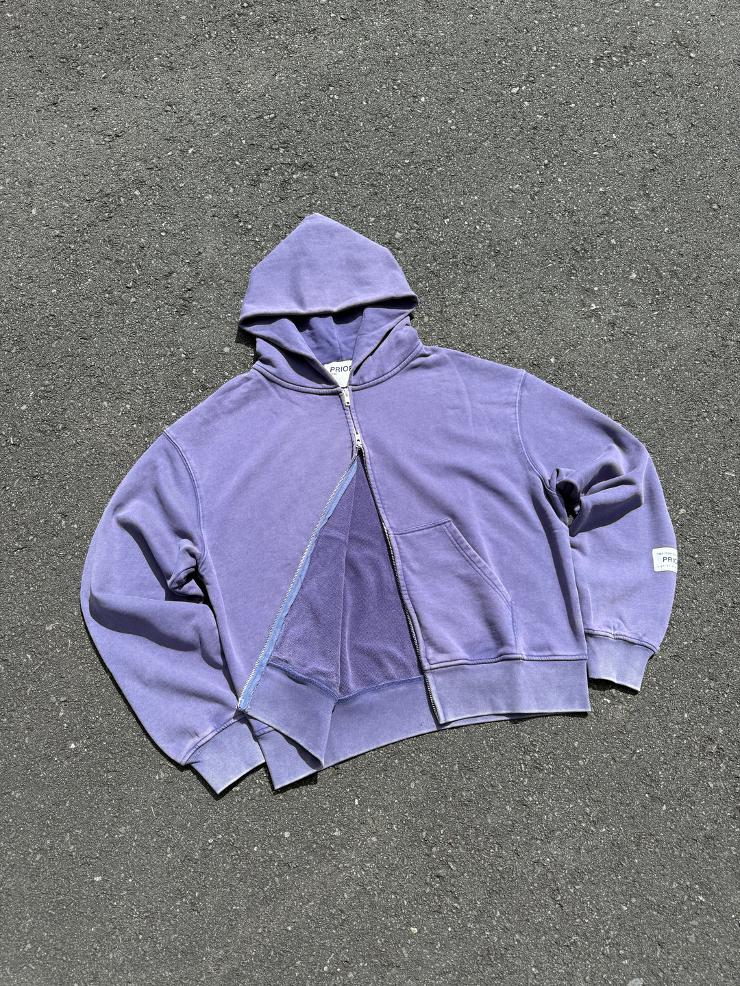 Prior Seoul Collection Double Zip-Up Hoodie Washed Navy